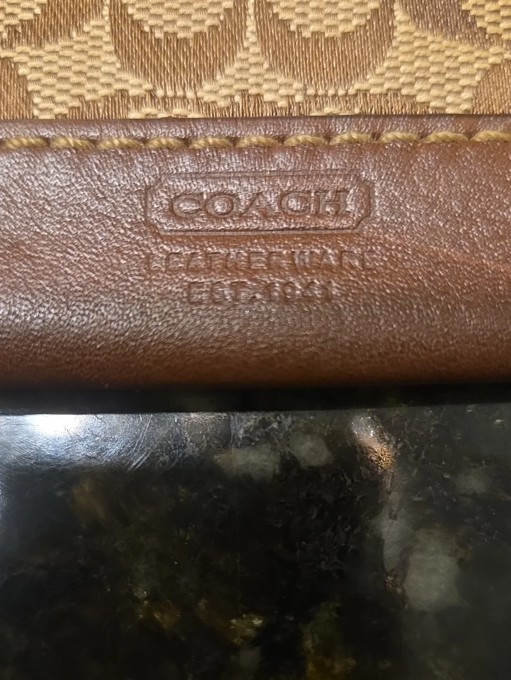 Coach Brown Signature Canvas Card Case with Key Ring